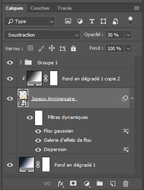 Palette des calques dans Photoshop CC