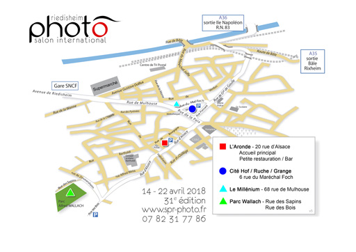 Plan recensant les lieux d'exposition