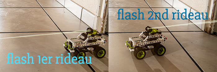 Différence de rendu entre déclenchement du flash au 1er et 2nd rideau